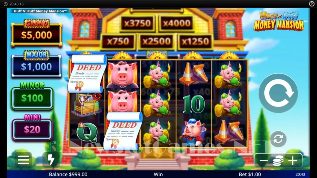 Huff n Puff Money Mansion slot gameplay