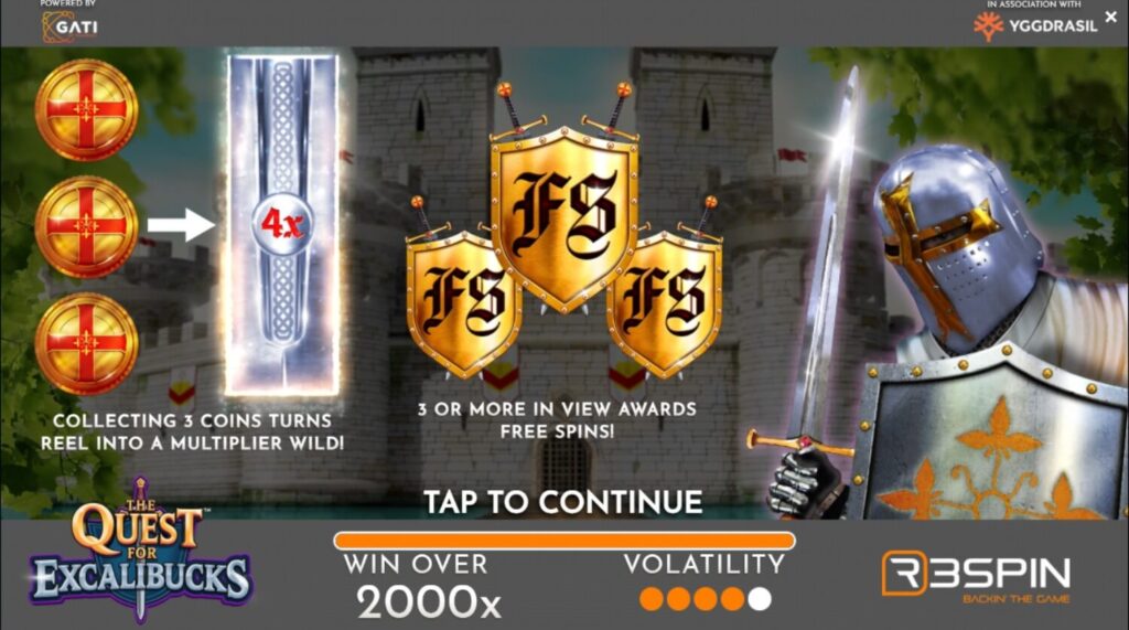 The Quest Of Excalibucks Slot gameplay