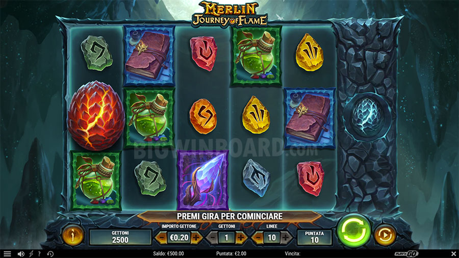 Merlin: Journey of Flame slot gameplay