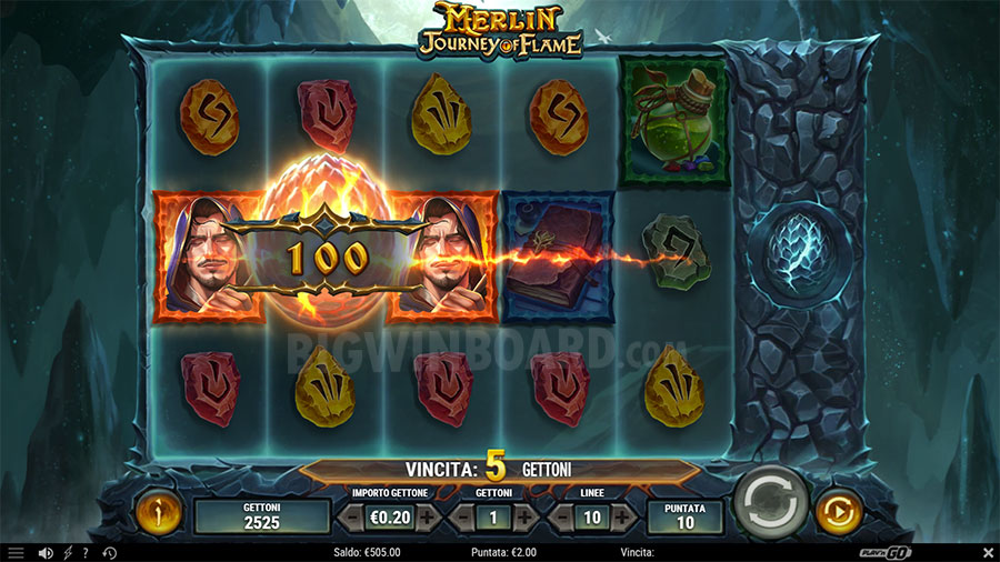 Merlin: Journey of Flame slot gameplay