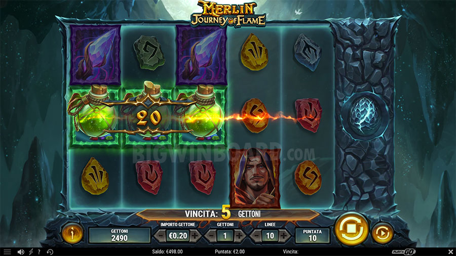 Merlin: Journey of Flame slot gameplay